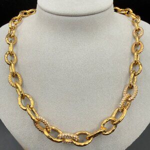 8200 Stella & Dot Goldtone Christina Pave Link Necklace 16-19" READ